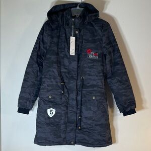 Nf Camouflage Hooded Puffer Long Length Jacket. Girl’s XL. NWT.